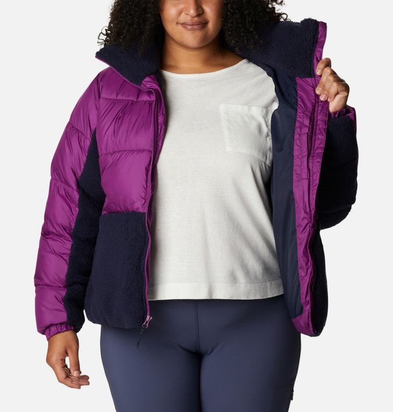 Jacheta Columbia Leadbetter Point Sherpa Hibrid Dama Violet | Plus Size DM7M9A1Z8